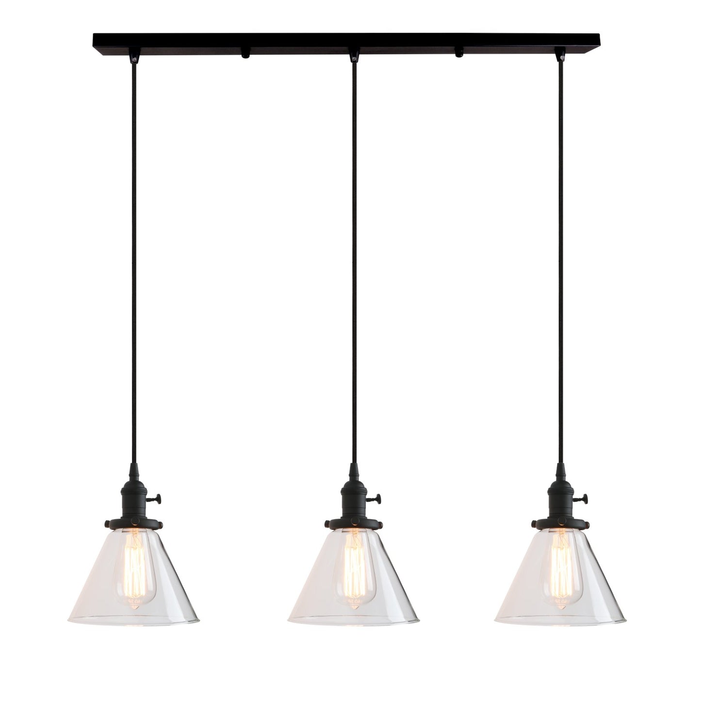 Industrial Vintage Loft Bar Chandelier Cone Three Lights Hanging Ceiling Pendant Light