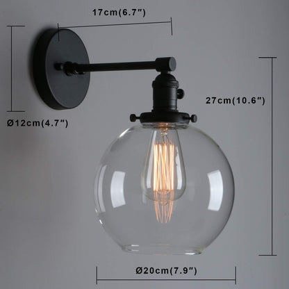 Industrial Wall Sconce with 7.87 Inches Globe Canopy