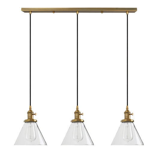 Industrial Vintage Loft Bar Chandelier Cone Three Lights Hanging Ceiling Pendant Light