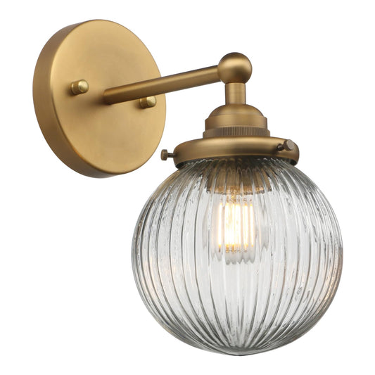 Farmhouse Hardwired Vintage Industrial Retro Striped Round Wall Lighting with Glass Shade