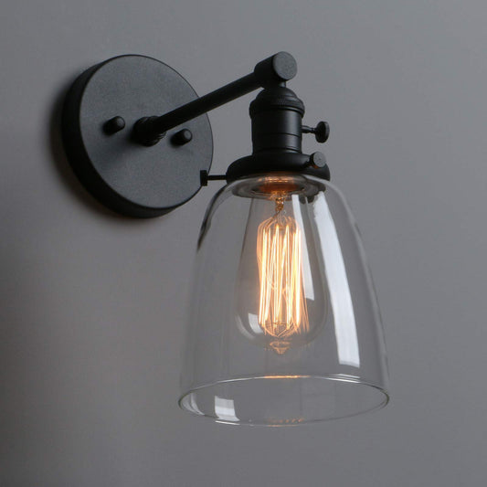 Edison Industrial Wall Lights with Clear Glass Shade,  Vintage Style