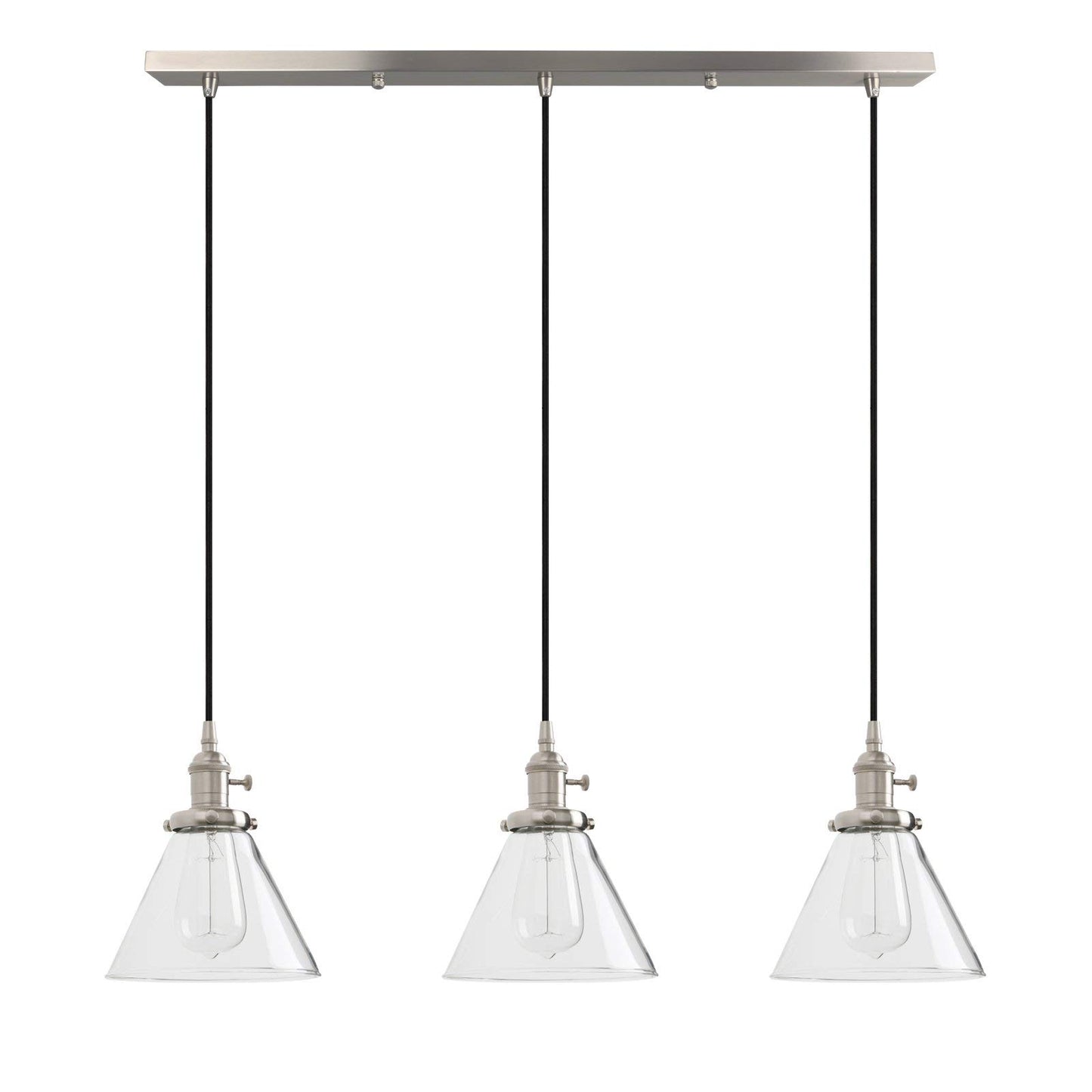 Industrial Vintage Loft Bar Chandelier Cone Three Lights Hanging Ceiling Pendant Light