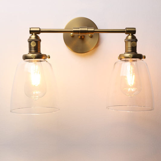 Industrial Wall Lights Fitting with Oval Glass Shade， 2 Lights Vintage Hallway