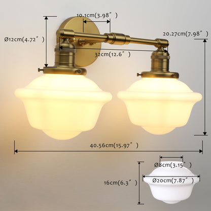 2-Lights Milk White Glass Wall Sconce Lights, Modern Classic Wall Vanity Lighting