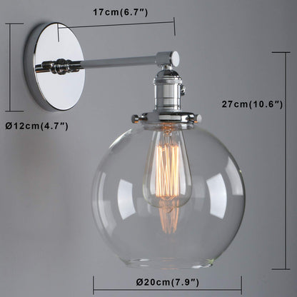 Industrial Wall Sconce with 7.87 Inches Globe Canopy