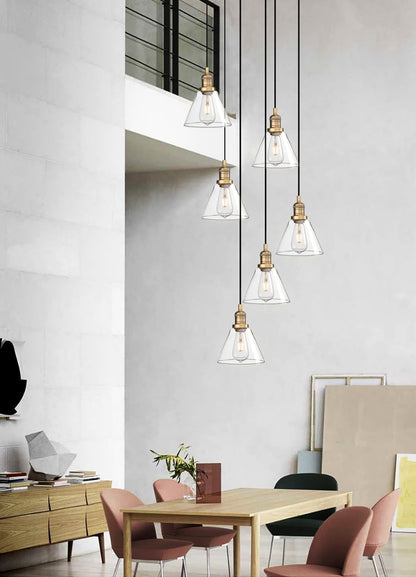 Modern Pendant Light Fixtures, Over Kitchen Island Sink Style with Clear Glass Shade