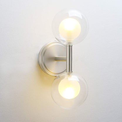 Retro Industrial Wall Light,Straight Pole Transparent 12cm Small Globe Glass Lampshade