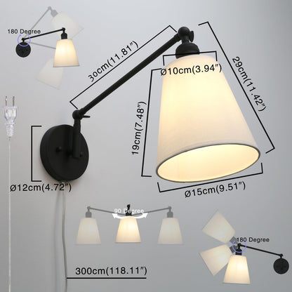 Retro Swing Arm Wall Sconce Plug in Wall Lamp Single Sconce