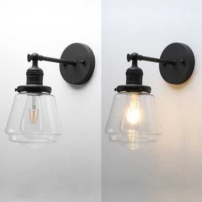 Black Sconce Light Industrial Wall Sconce with Clear Glass