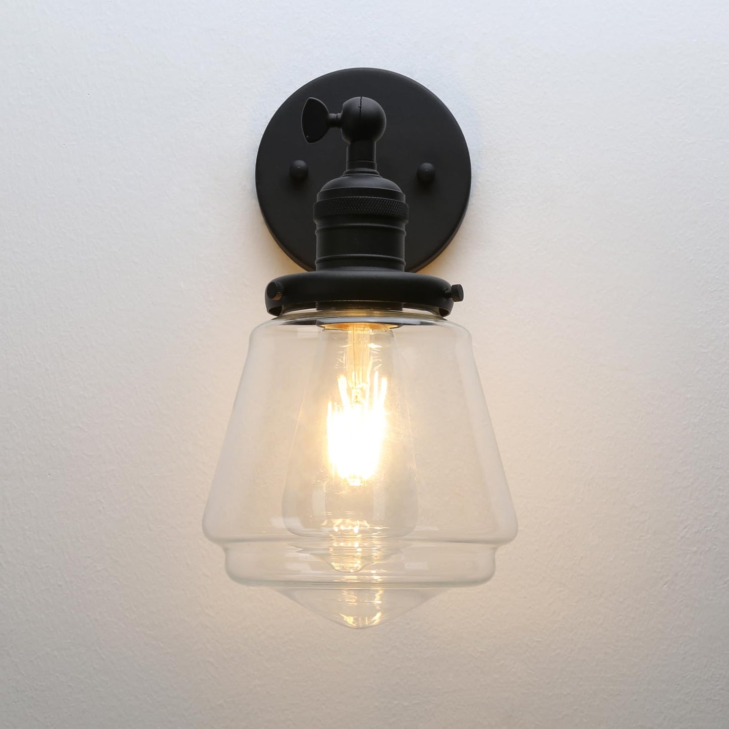 Black Sconce Light Industrial Wall Sconce with Clear Glass