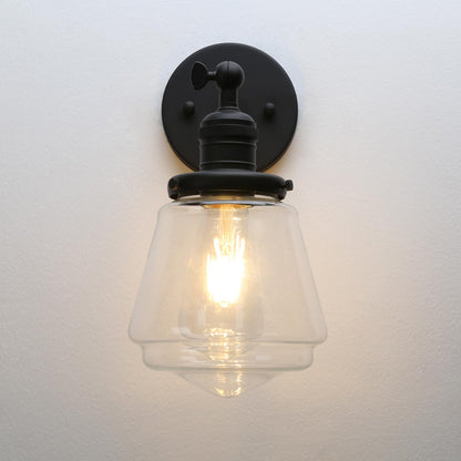 Black Sconce Light Industrial Wall Sconce with Clear Glass