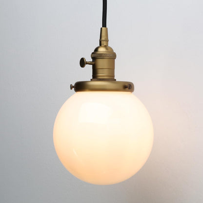Vintage Milk White Globe Pendant Light with Switch, Retro-Industrial Style Environment