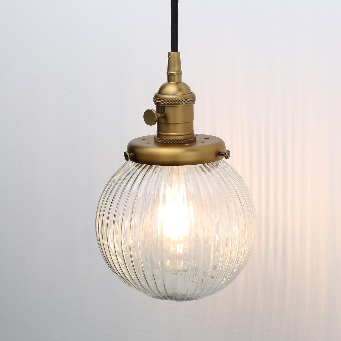 Ribbed Globe Lampshade Pendant Ceiling Light