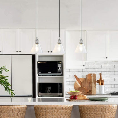 Modern Pendant Light Fixtures, Over Kitchen Island Sink Style with Clear Glass Shade