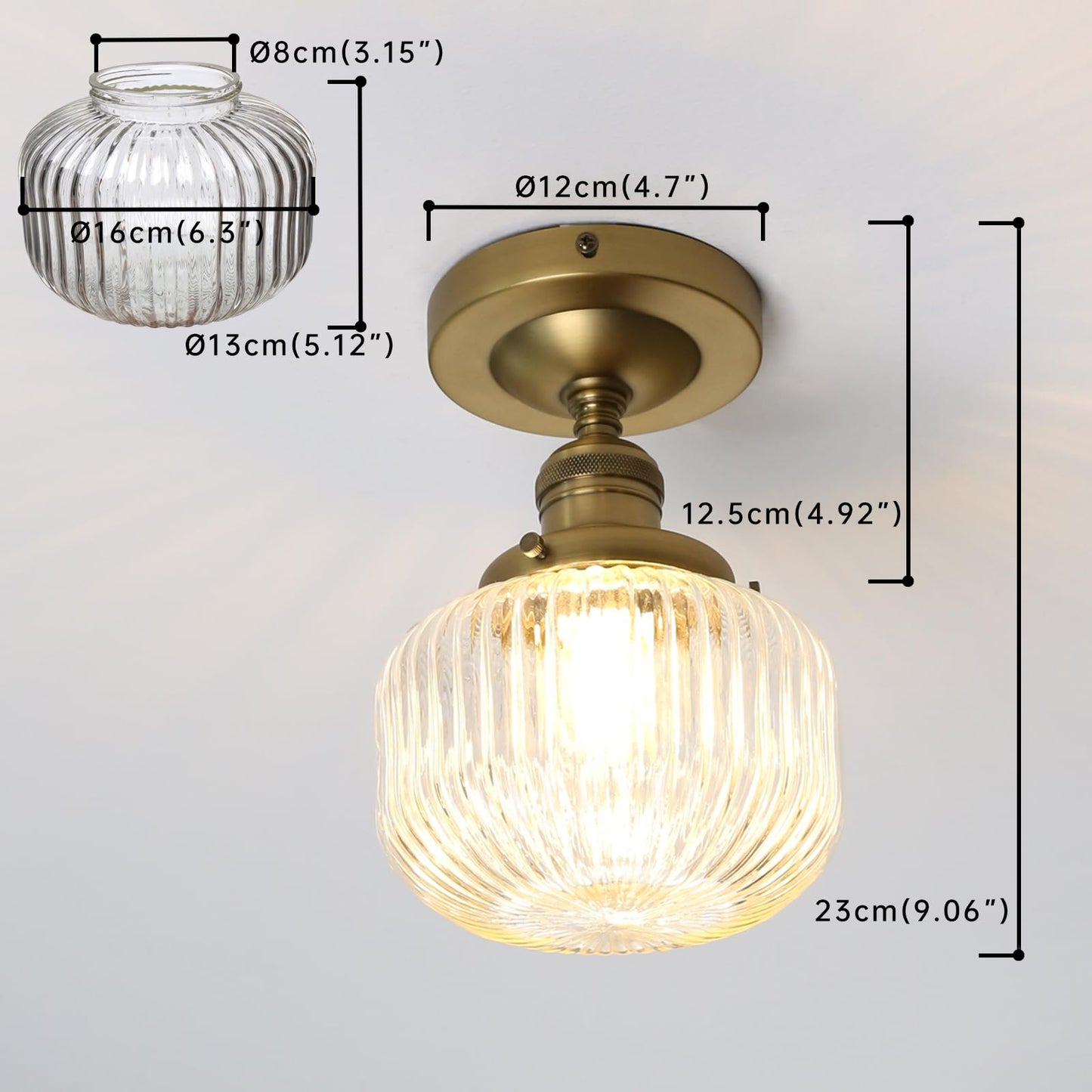 Clear Striped Glass Lampshade Farmhouse Pendant Fixture