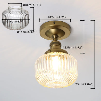 Clear Striped Glass Lampshade Farmhouse Pendant Fixture