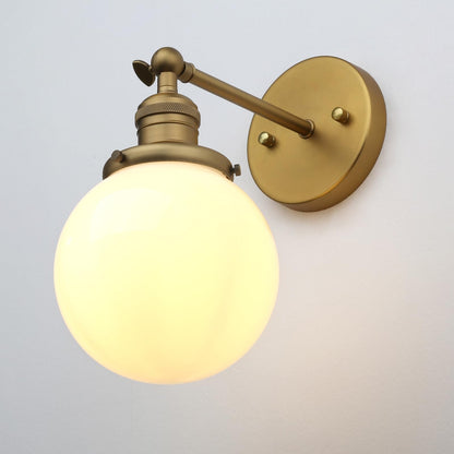 Industrial Vintage Wall Sconce Lighting with Milk White Glass Globe Shade