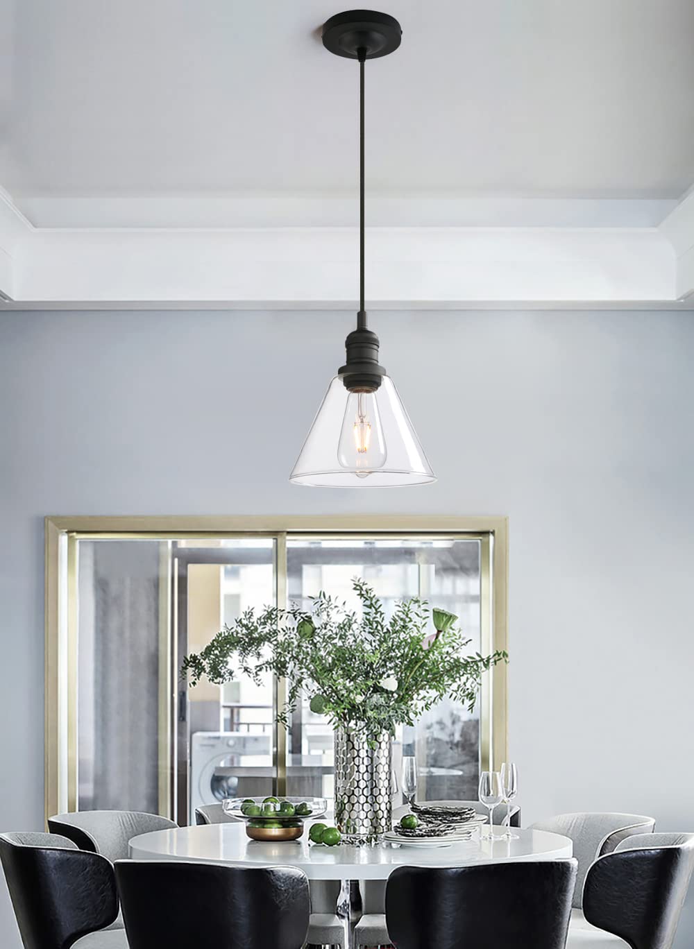 Modern Pendant Light Fixtures, Over Kitchen Island Sink Style with Clear Glass Shade