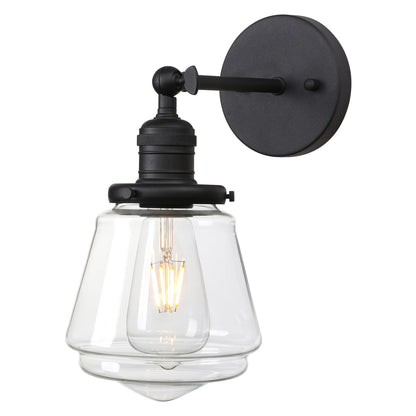 Black Sconce Light Industrial Wall Sconce with Clear Glass