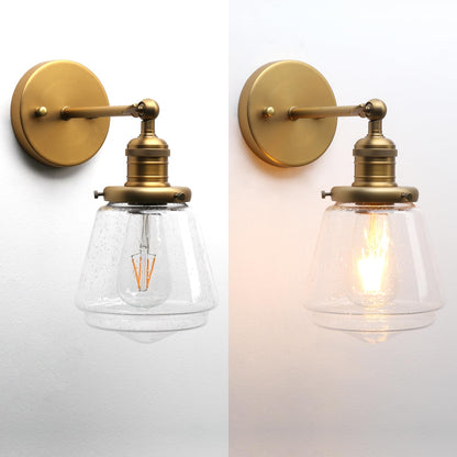 1-Light Vintage Wall Sconce Lamp with Seeded Glass Shade, Industrial Indoor Wall Light Fixture