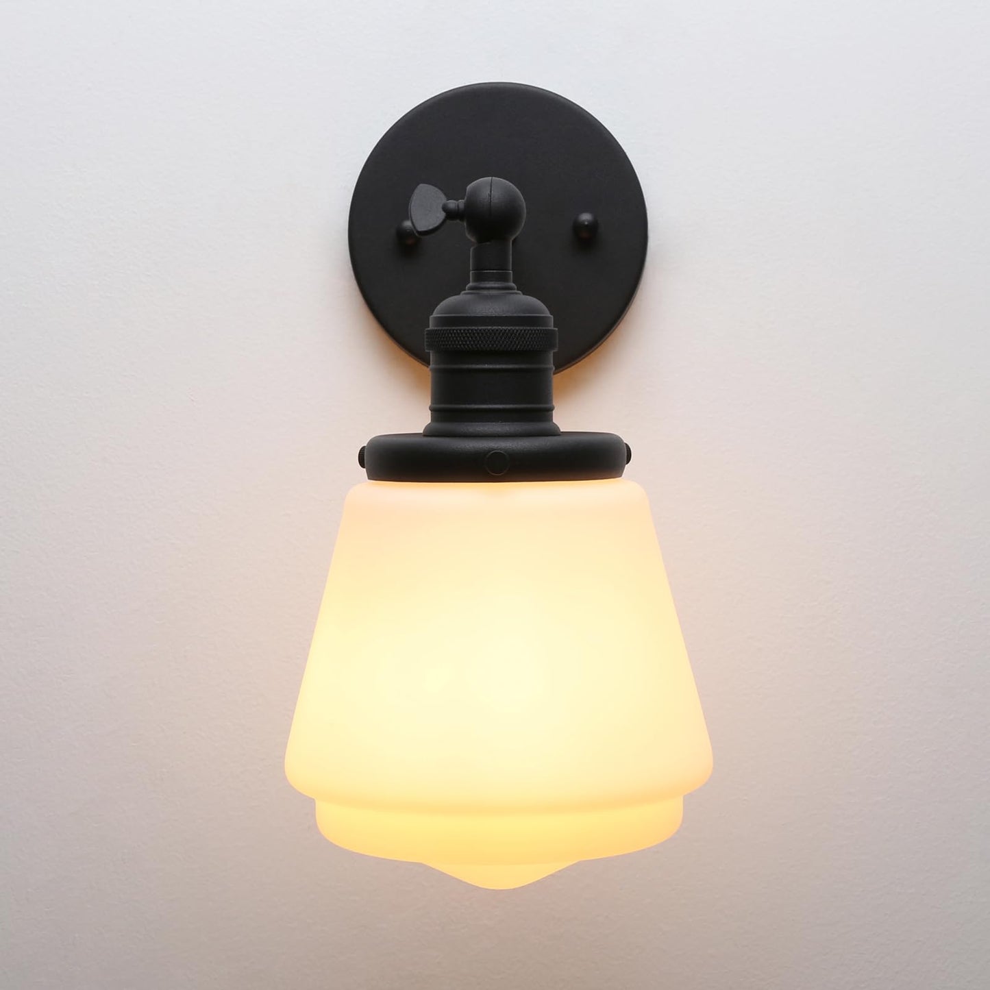 1-Light Vintage Wall Sconce Light Fixture with Milk White Glass Shade, Industrial Indoor Wall Lamp