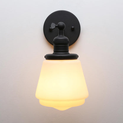 1-Light Vintage Wall Sconce Light Fixture with Milk White Glass Shade, Industrial Indoor Wall Lamp