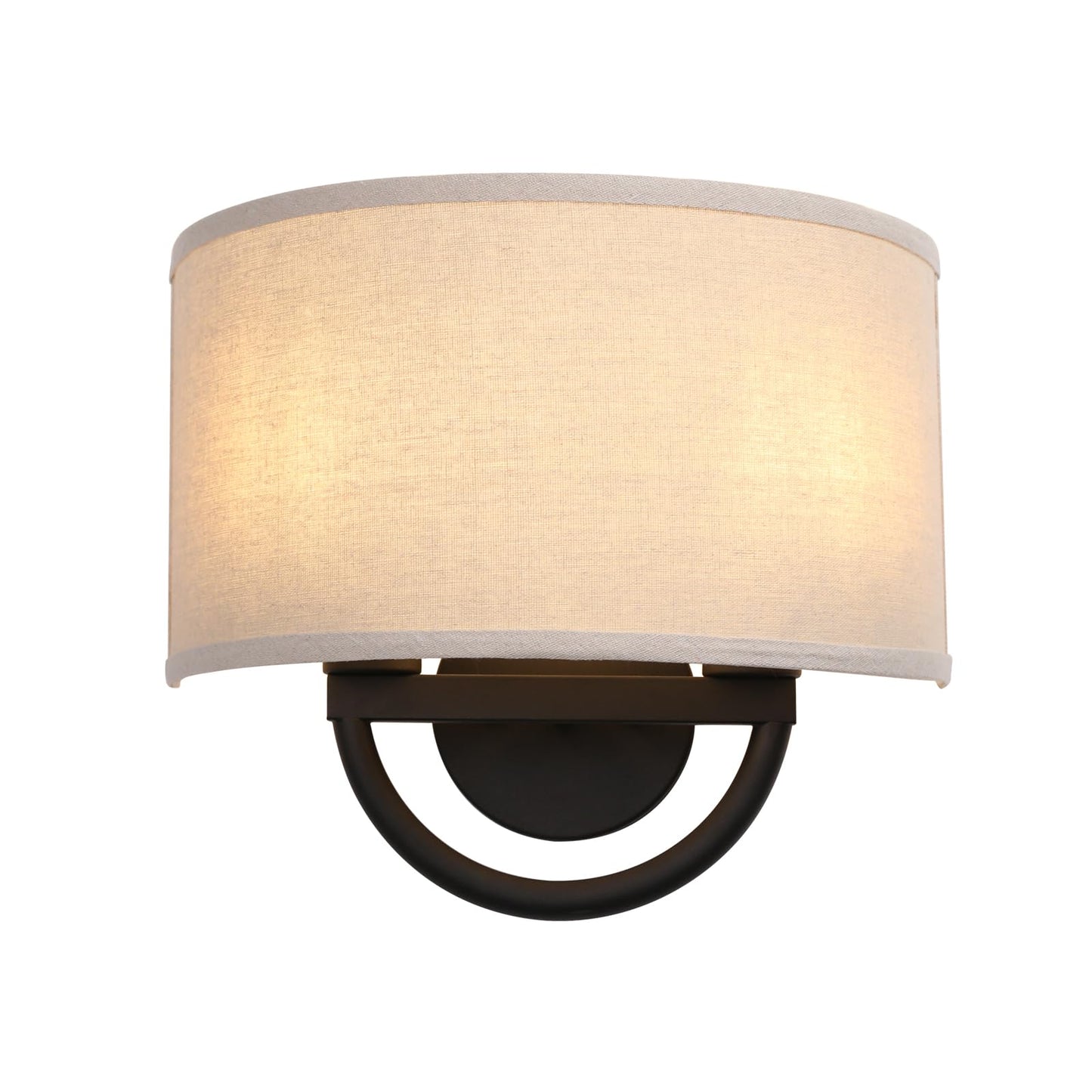 Industrial 2-Lights Wall Sconce Fixtures with Linen Fabric Shade, Double Lamps Decor