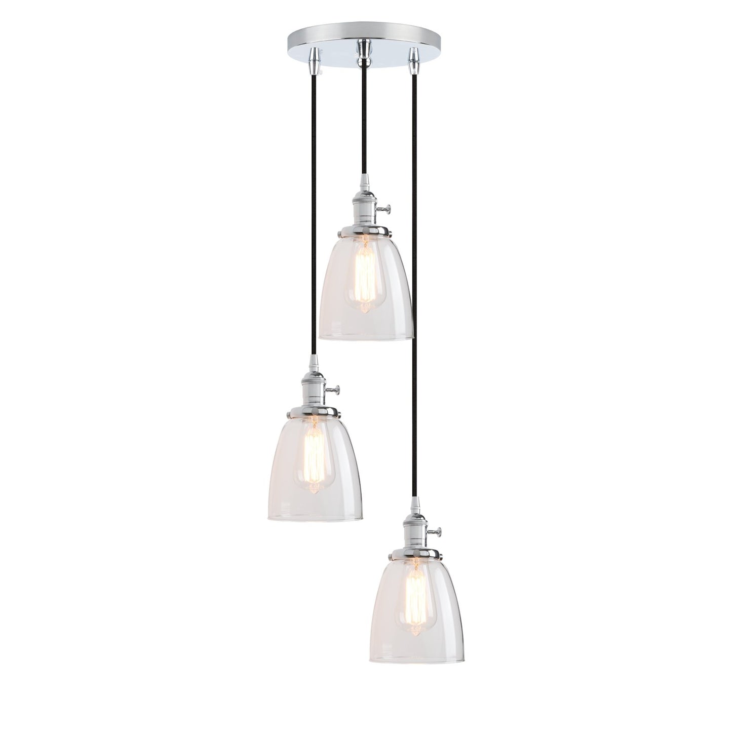 Industrial Modern Vintage Edison Triple Pendant Lights, Retro Lamp Flush