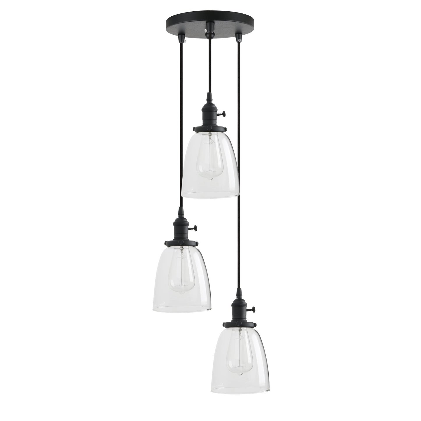 Industrial Modern Vintage Edison Triple Pendant Lights, Retro Lamp Flush