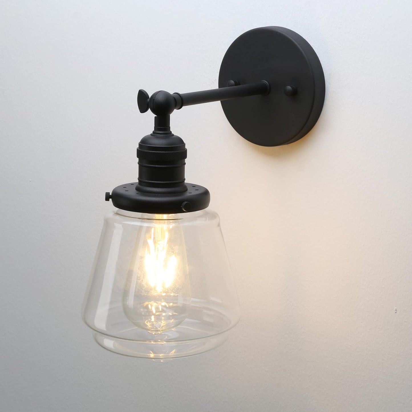 Black Sconce Light Industrial Wall Sconce with Clear Glass