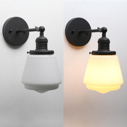 1-Light Vintage Wall Sconce Light Fixture with Milk White Glass Shade, Industrial Indoor Wall Lamp