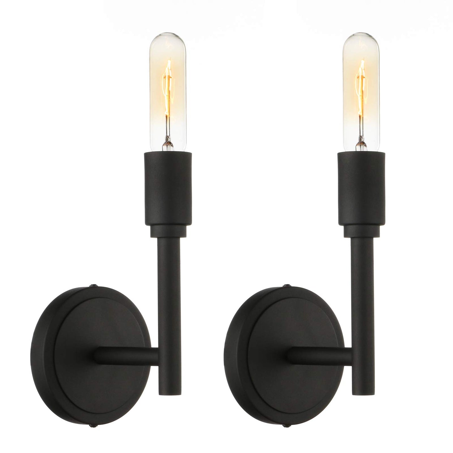 Modern Minimalist Industrial Wall Sconce Set of 2, Matte Black Simplicity