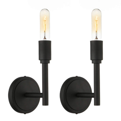 Modern Minimalist Industrial Wall Sconce Set of 2, Matte Black Simplicity