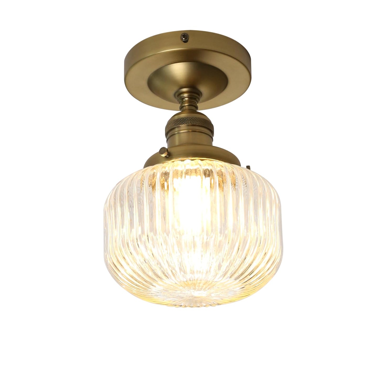 Clear Striped Glass Lampshade Farmhouse Pendant Fixture