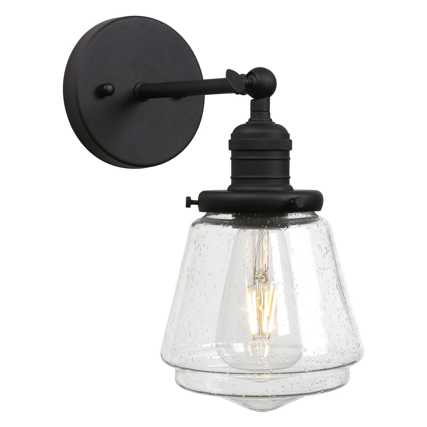 1-Light Vintage Wall Sconce Lamp with Seeded Glass Shade, Industrial Indoor Wall Light Fixture