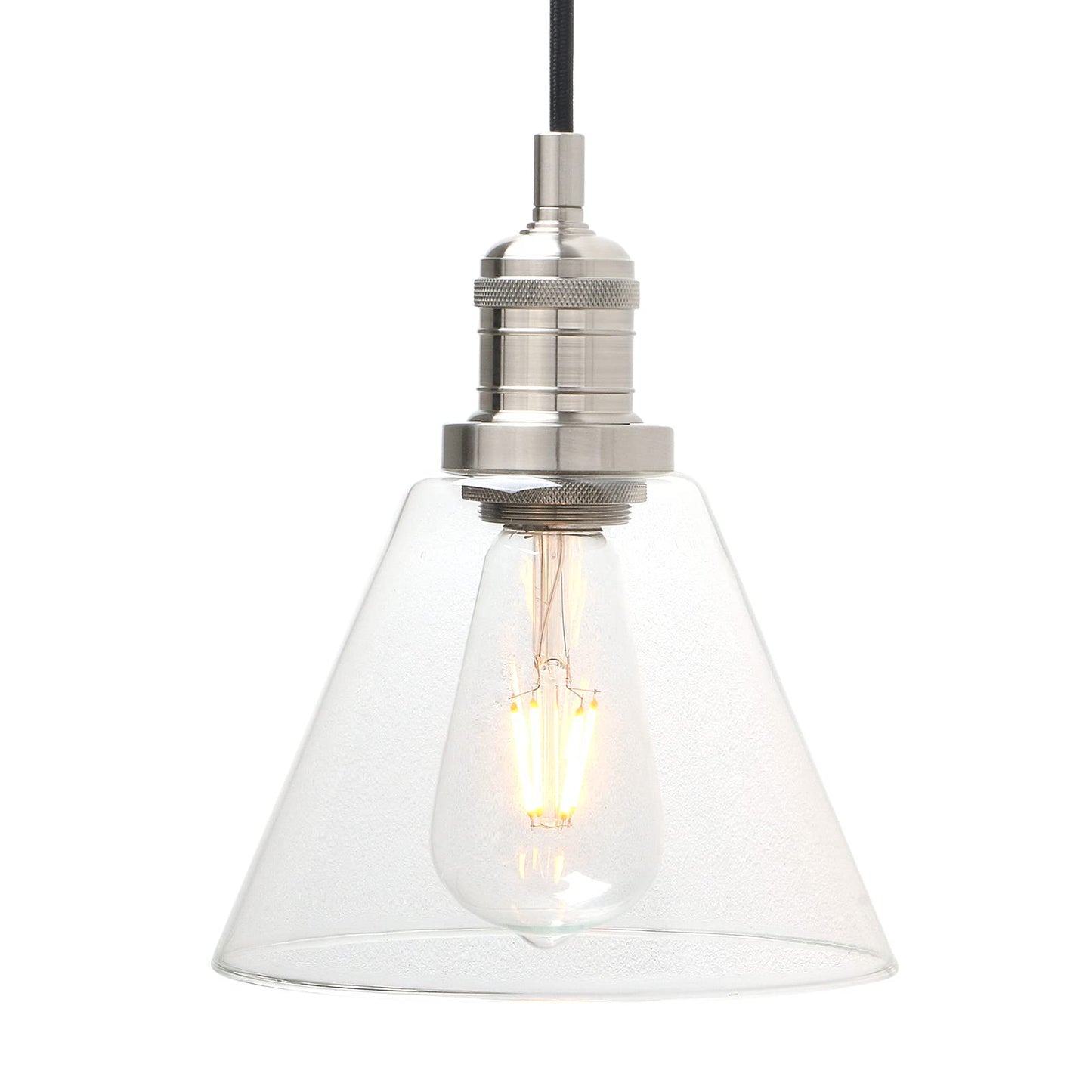 Industrial 3-Light Pendant Light, Adjustable with Clear Glass Shade