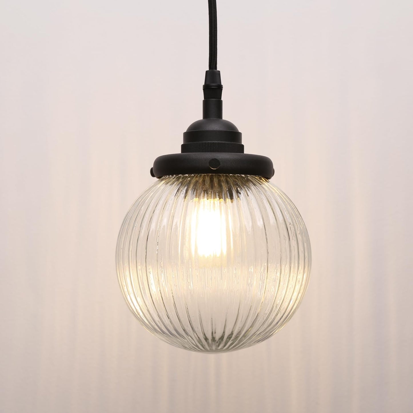 Single Hardwired Indoor Vanity Luxury Retro Textured Striped Hanging Pendant Light