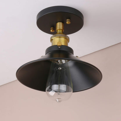 Vintage Ceiling Light, Farmhouse Ceiling Lamp, Matte Black Semi-Flush Mounted Lighting