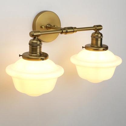 2-Lights Milk White Glass Wall Sconce Lights, Modern Classic Wall Vanity Lighting