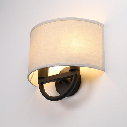 Industrial 2-Lights Wall Sconce Fixtures with Linen Fabric Shade, Double Lamps Decor