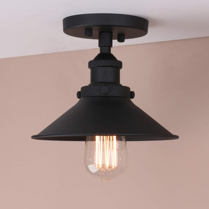 Vintage Ceiling Light, Farmhouse Ceiling Lamp, Matte Black Semi-Flush Mounted Lighting