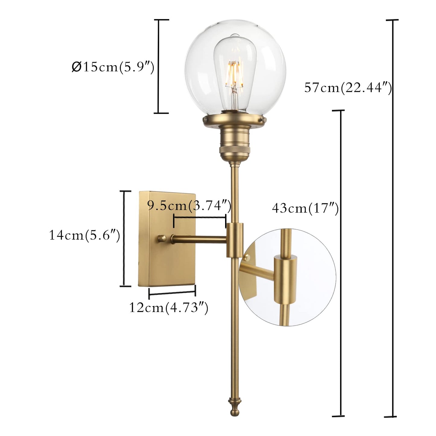 Set of 2 Mid-Century Modern Bathroom Mirror Vanity Light Bedroom Living Room Hallway Entryway