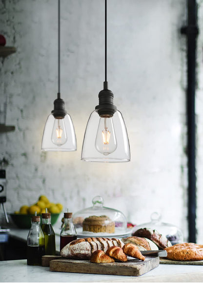 Vintage Pendant Light Industrial Hanging Bell Glass Shade Ceiling Lamp Pendant Fixture