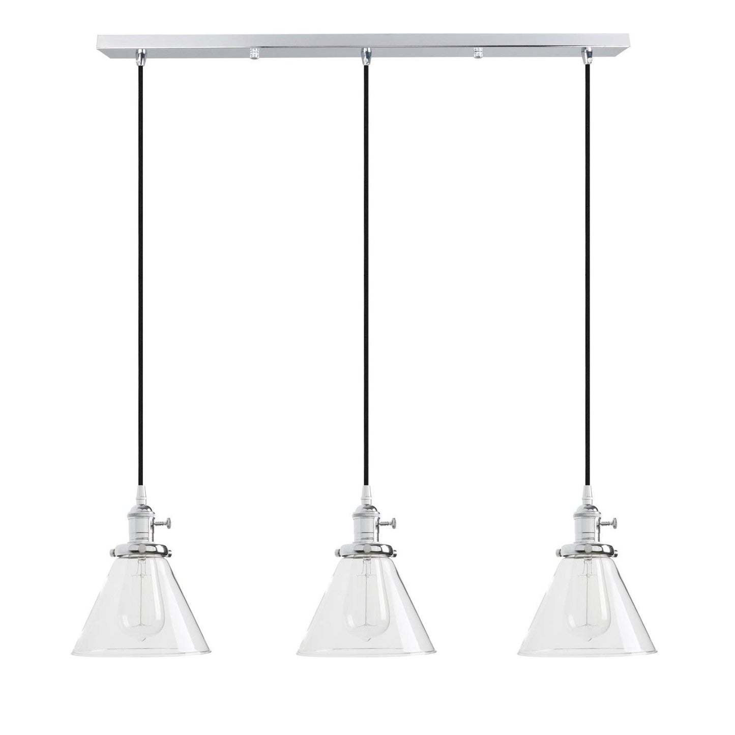 Industrial Vintage Loft Bar Chandelier Cone Three Lights Hanging Ceiling Pendant Light