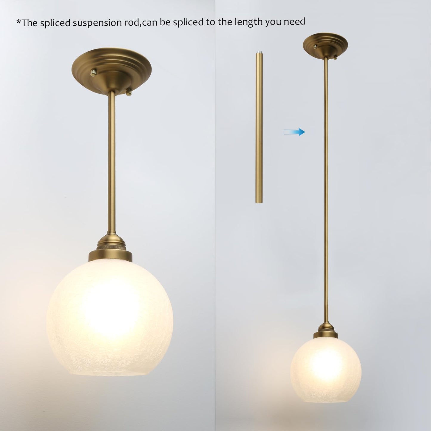 Modern Globe Pendant Light, 7.9-Inch Milk White Crack Round Glass