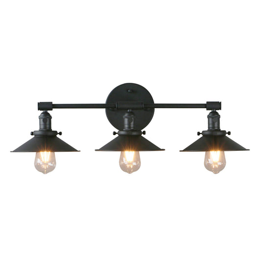 3-Light Black Vanity Light, Vintage Wall Sconce Lighting