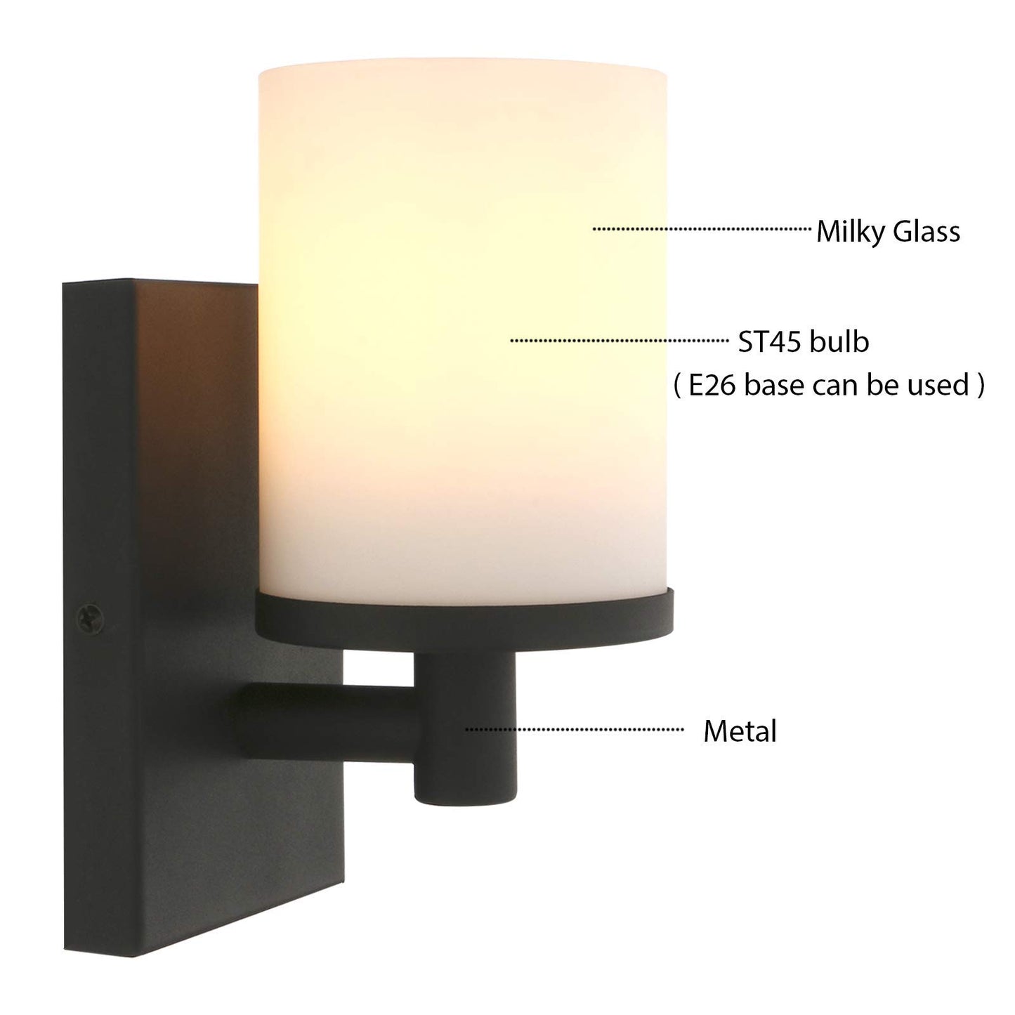 Wide Application Unique Frosted Glass Wall Light