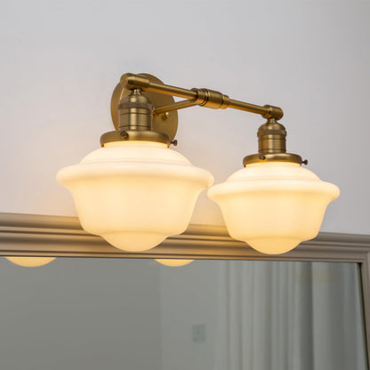 2-Lights Milk White Glass Wall Sconce Lights, Modern Classic Wall Vanity Lighting