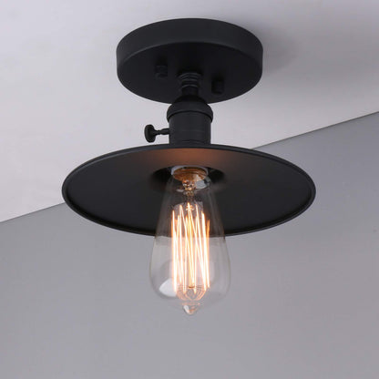 Vintage Metal Black Hanging Flush Mount Lamp，Industrial Edison Ceiling Light