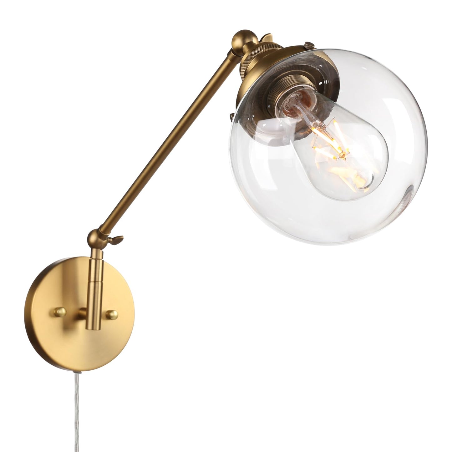 5.9" Glass Globe Shade Industrial Wall Sconce Swing Arm Wall Lamp(Antique)